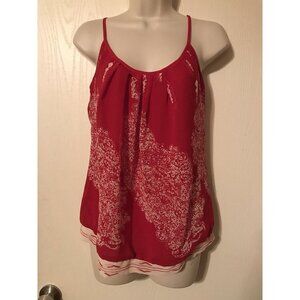 Cabi Tank Top Womens SZ S Red Floral Print Polyester Adjustable Spaghetti Straps